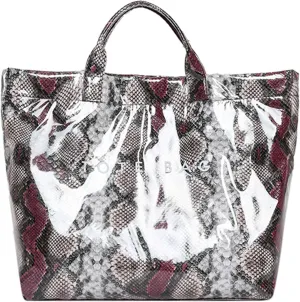 Women’s PVC Tote Bag Large Kraft Paper Clear Plastic Tote Bag Top Handle Clear Hobo Handbag hot pink tote bag