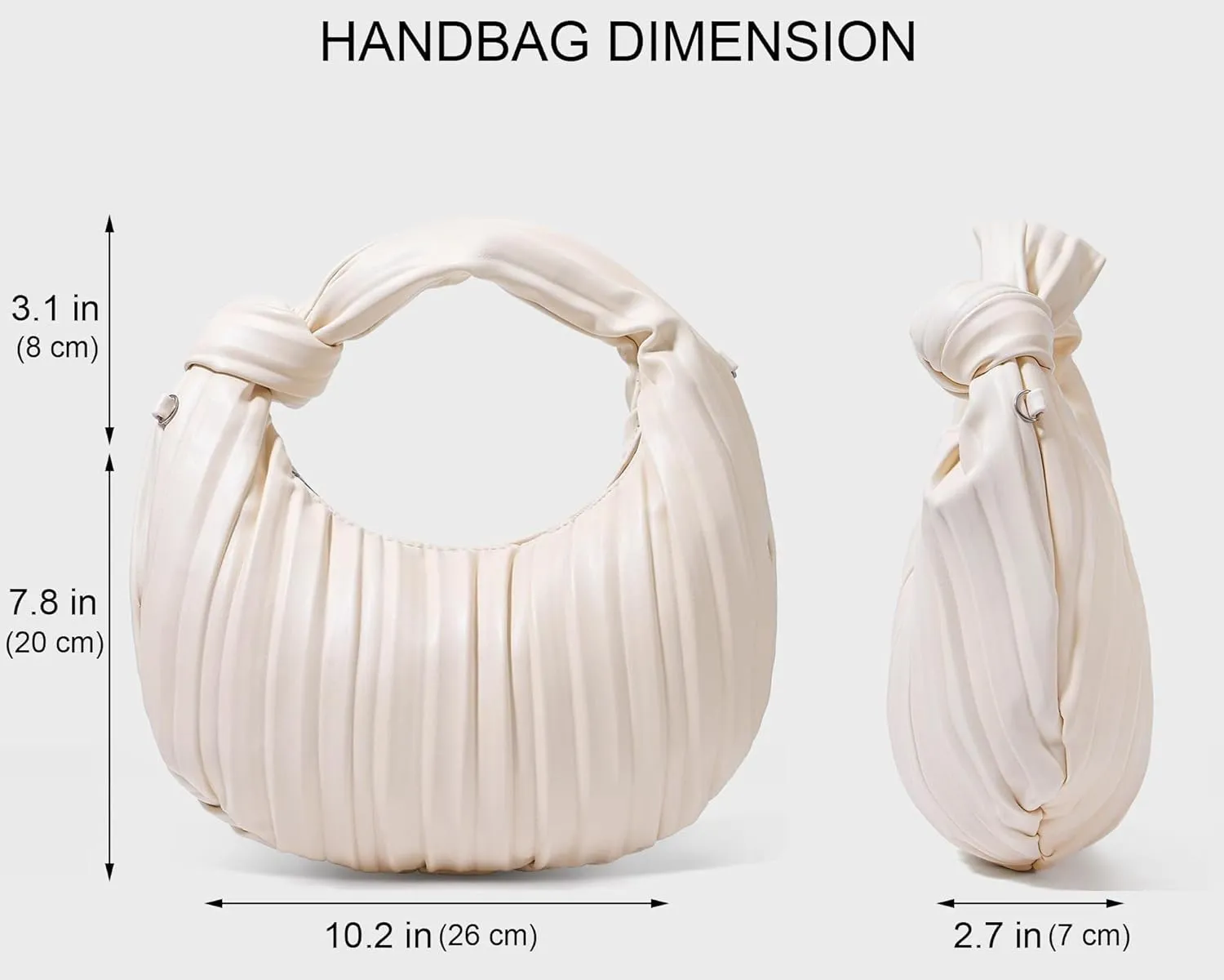 Women's Small Knotted Handbag Soft PU Leather Crossbody Dumpling Bag with Ruched Cloud Clutch Design