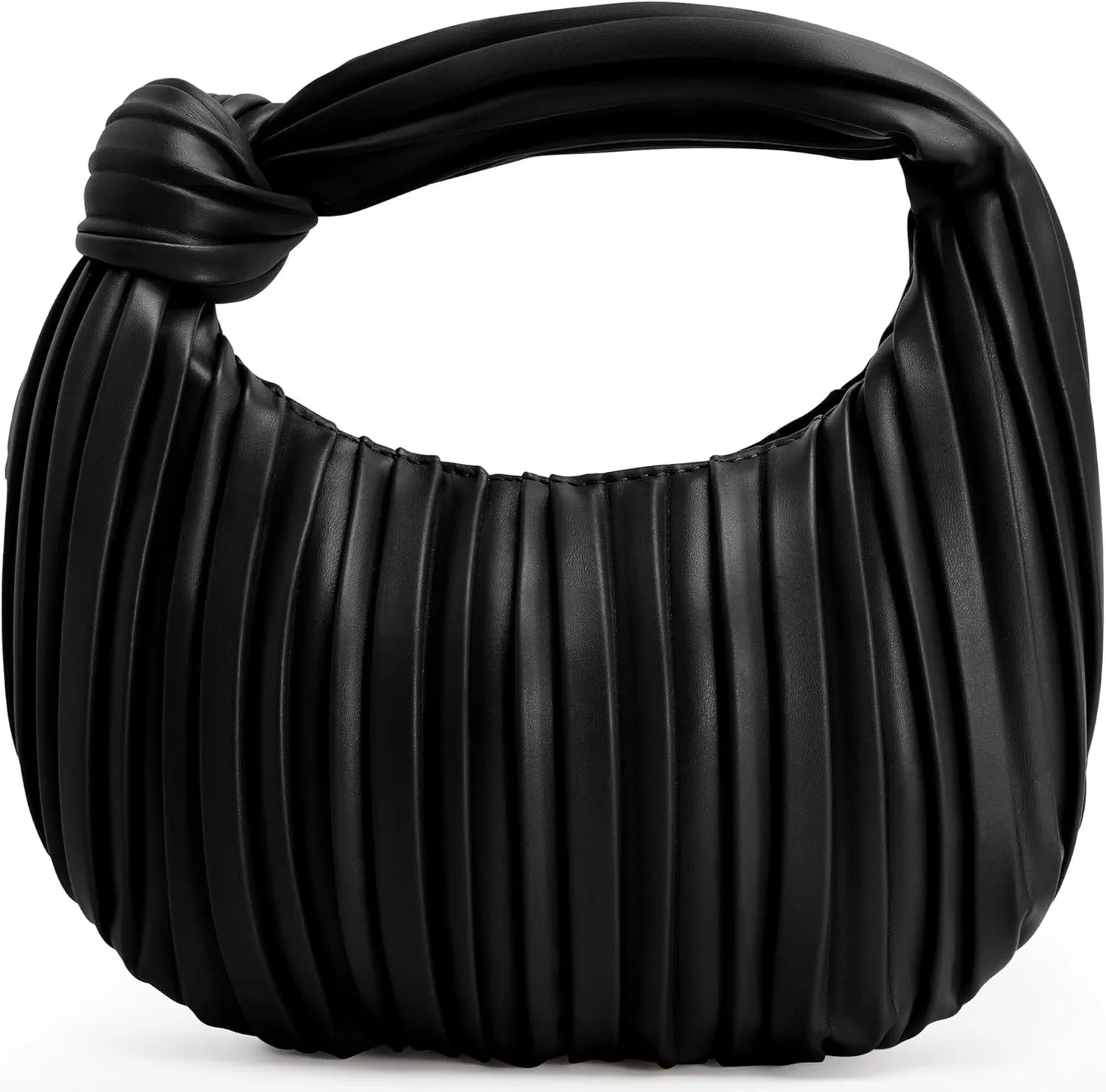 Women's Small Knotted Handbag Soft PU Leather Crossbody Dumpling Bag with Ruched Cloud Clutch Design