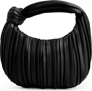 Women's Small Knotted Handbag Soft PU Leather Crossbody Dumpling Bag with Ruched Cloud Clutch Design