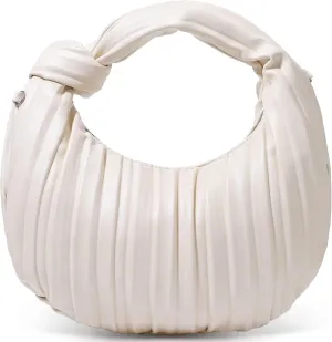 Women's Small Knotted Handbag Soft PU Leather Crossbody Dumpling Bag with Ruched Cloud Clutch Design