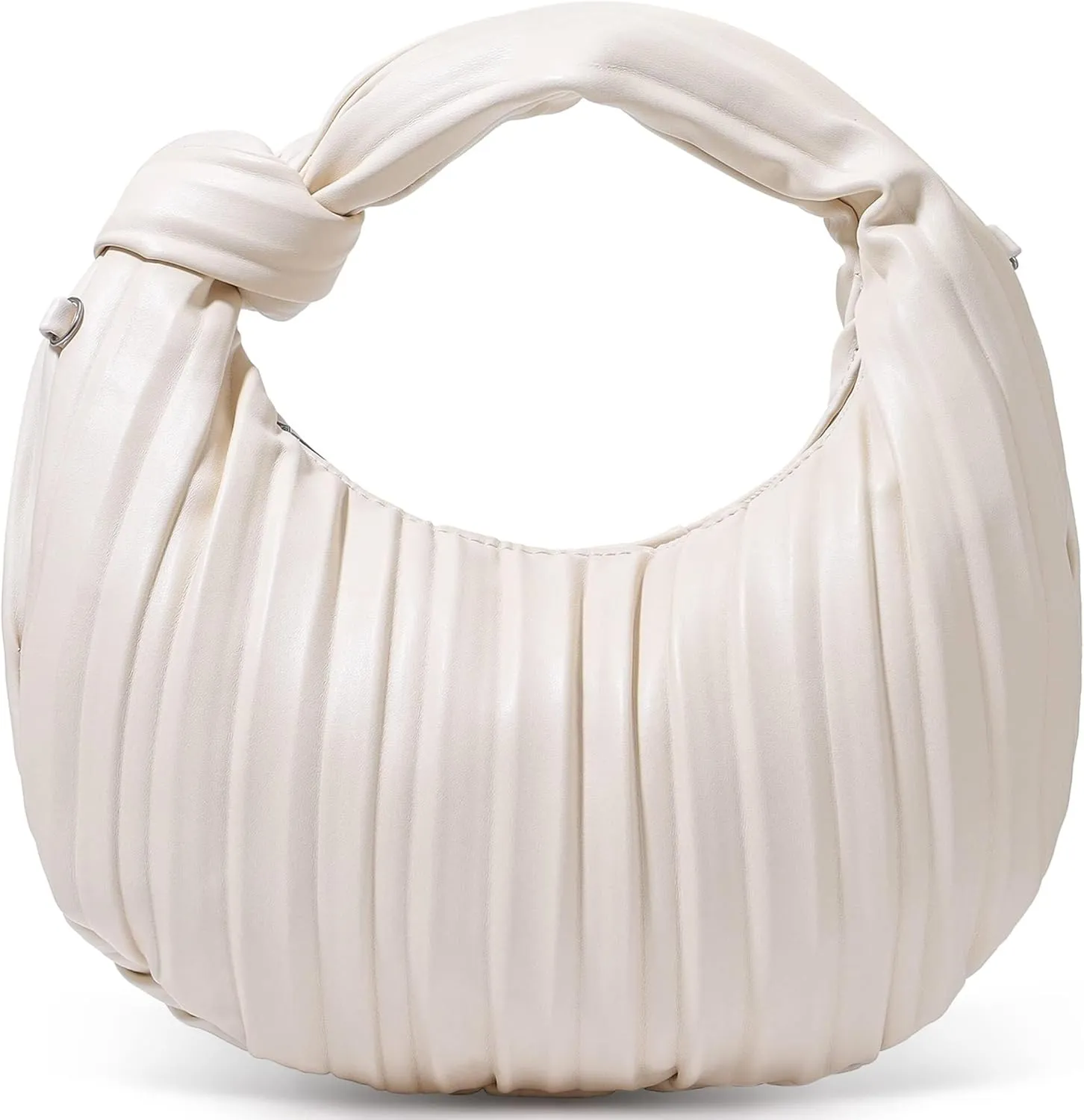 Women's Small Knotted Handbag Soft PU Leather Crossbody Dumpling Bag with Ruched Cloud Clutch Design