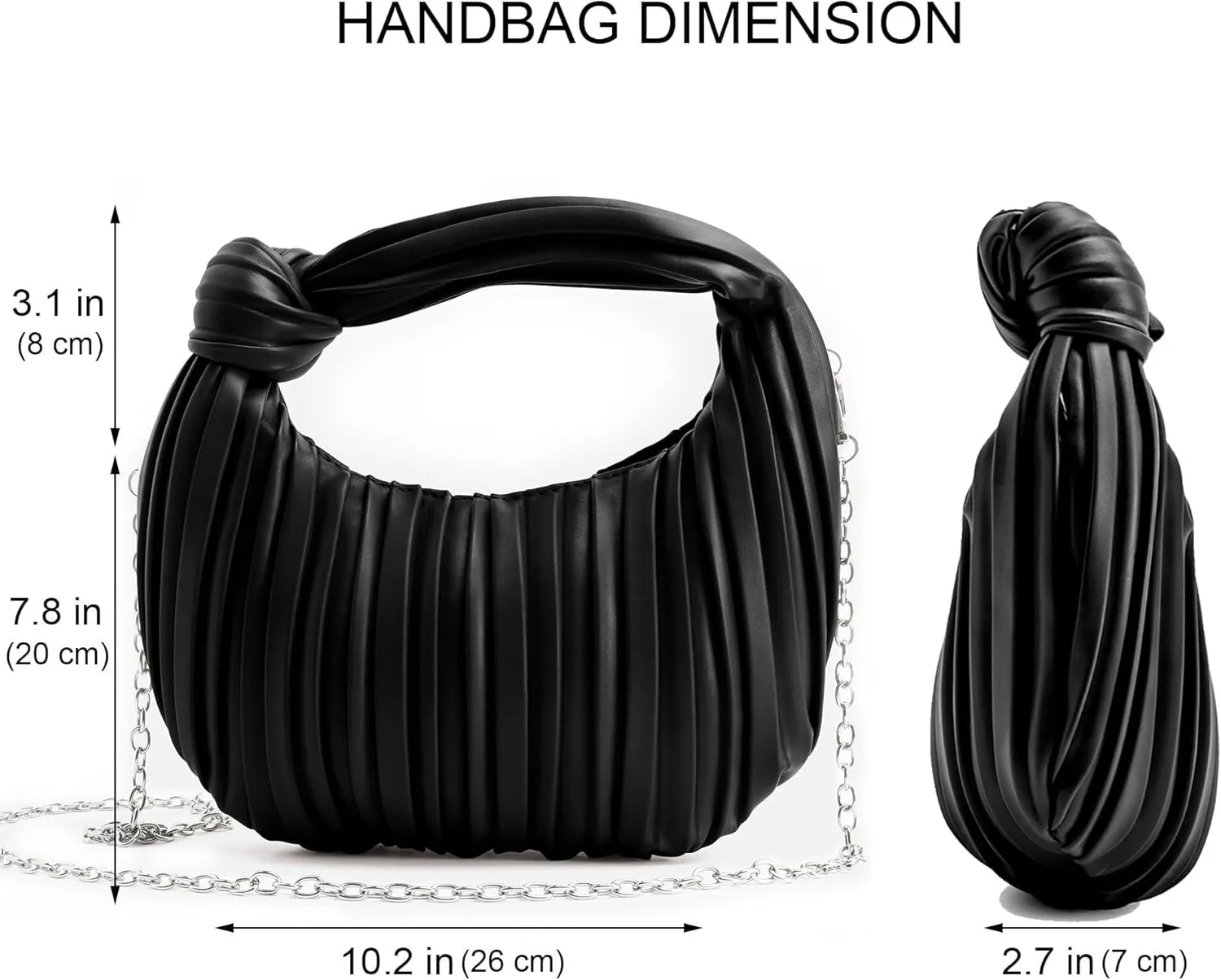 Women's Small Knotted Handbag Soft PU Leather Crossbody Dumpling Bag with Ruched Cloud Clutch Design