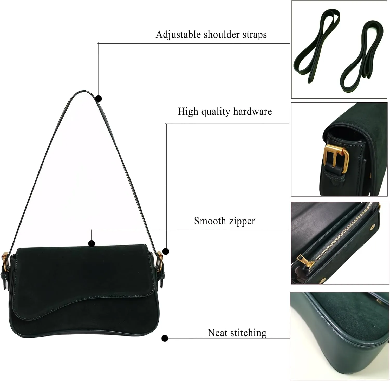 Women’s Suede Flap Shoulder Bag Small Trendy Saddle Crossbody Purses