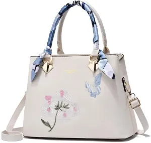 Womens Tote Fashionable Embroidery Bag Large Capacity Hand Shoulder Cross Body Bag With Zipper Ladies Messenger