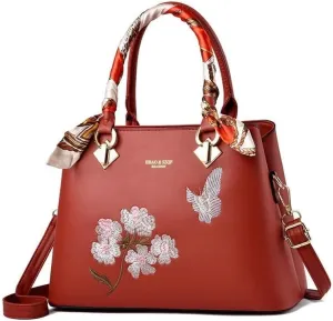 Womens Tote Fashionable Embroidery Bag Large Capacity Hand Shoulder Cross Body Bag With Zipper Ladies Messenger