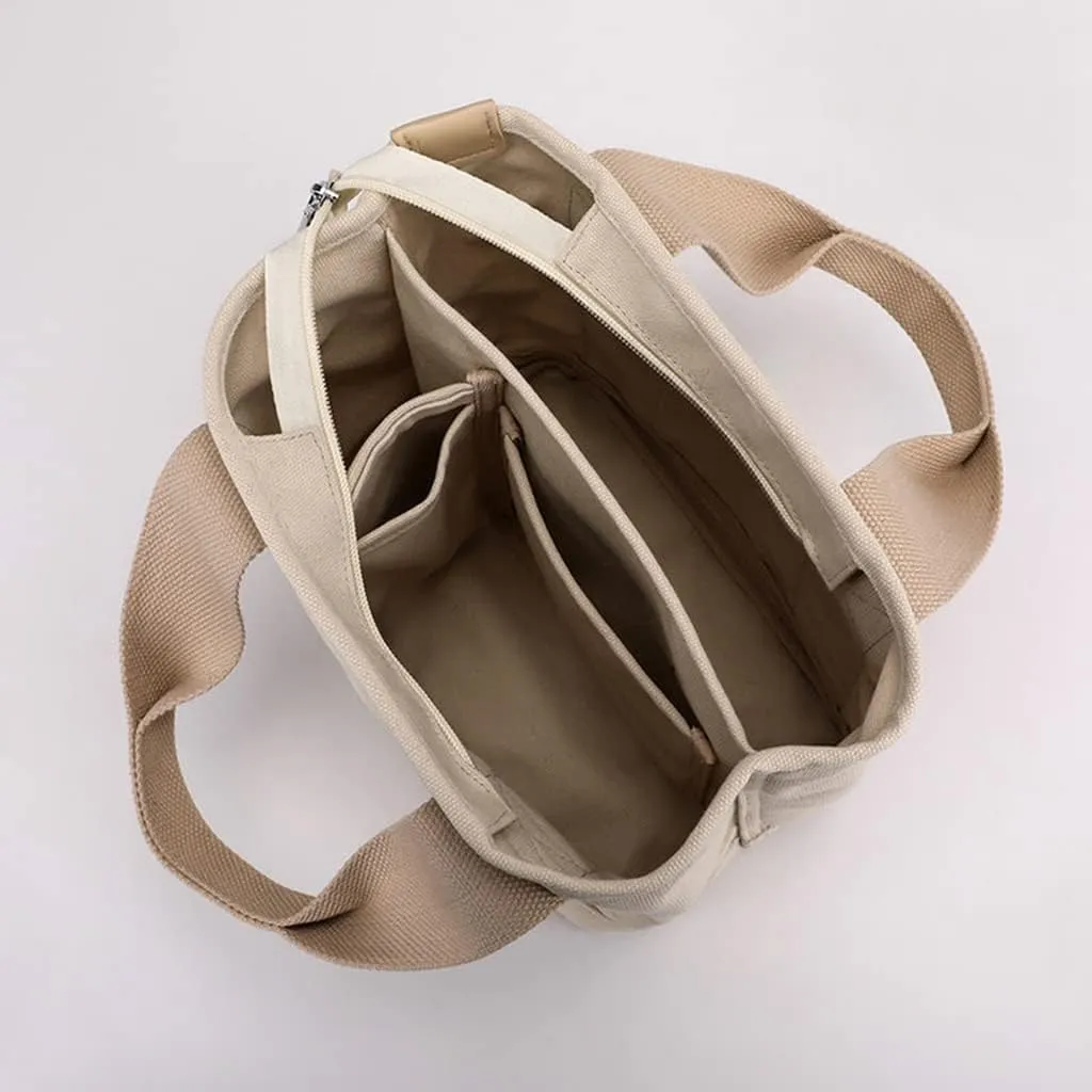 Women's Tote Purse Multi-pocket Handbags Heavy Duty Canvas Shoulder Bag Stored Bag Top Handle Satchel
