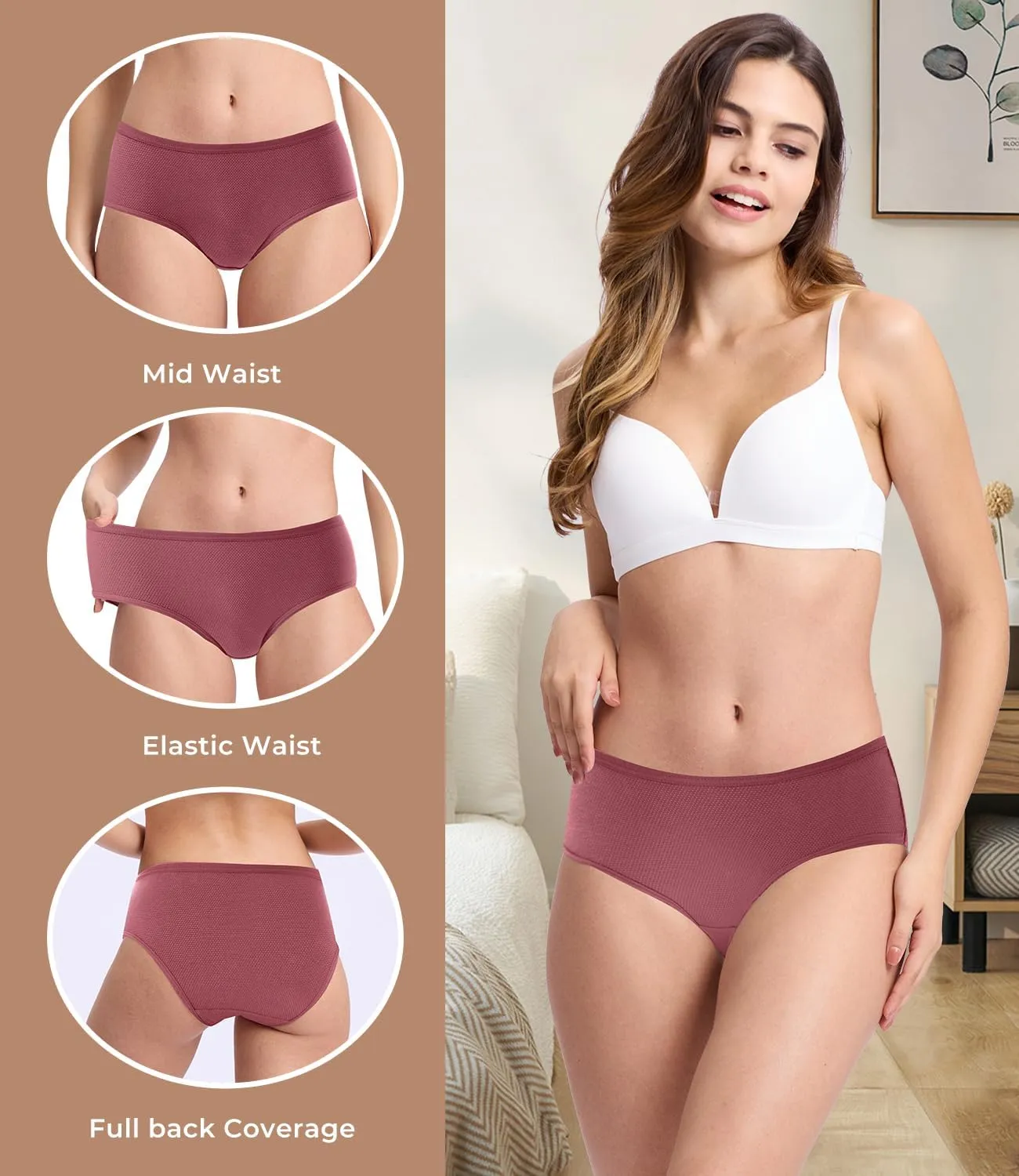 Womens Underwear Breathable Mesh Moisture-Wicking Briefs, Keeps You Cool, Soft & Lightweight Ladies Panties, 6-Pack
