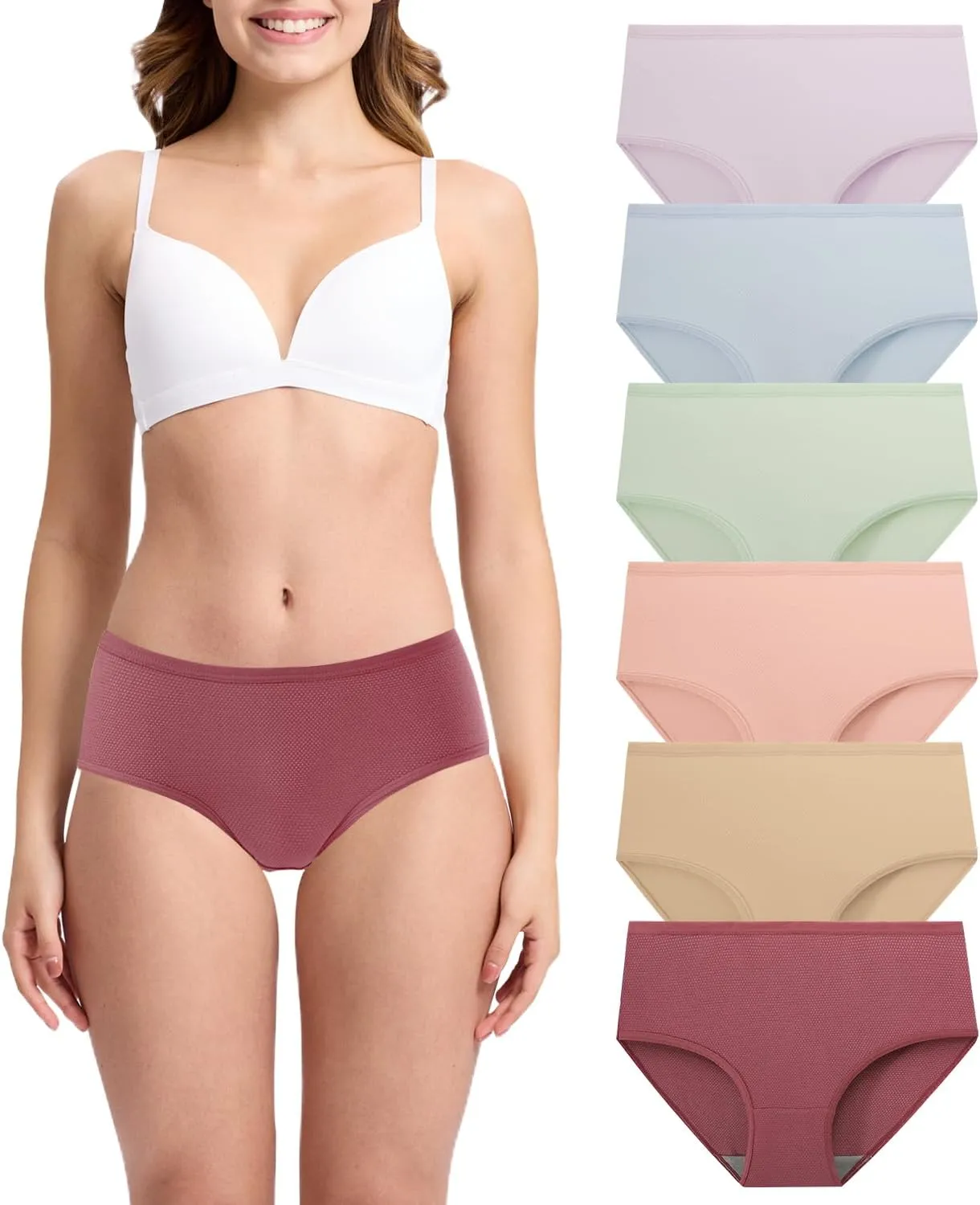 Womens Underwear Breathable Mesh Moisture-Wicking Briefs, Keeps You Cool, Soft & Lightweight Ladies Panties, 6-Pack