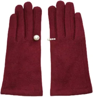 Women's Winter Warm Gloves Touch Screen Winter Pearl Warm Touch Screen Robe Women's Winter Cashmere Embroidered Thickness Driving Gloves (E) (B)
