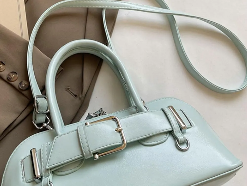 Women's Y2k Purse Buckle Belt Leather Tote Handbag Trendy Top Handle Shoulder Bag Satchel Underarm Crossbody Purses