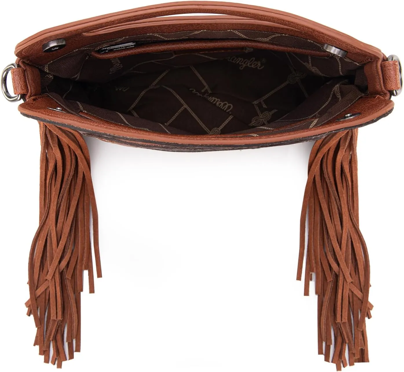 Wrangler Top Handle Handbags Western Fringe Crossbody Bag for Women Embroidered Boot Scroll Ladies Handbag