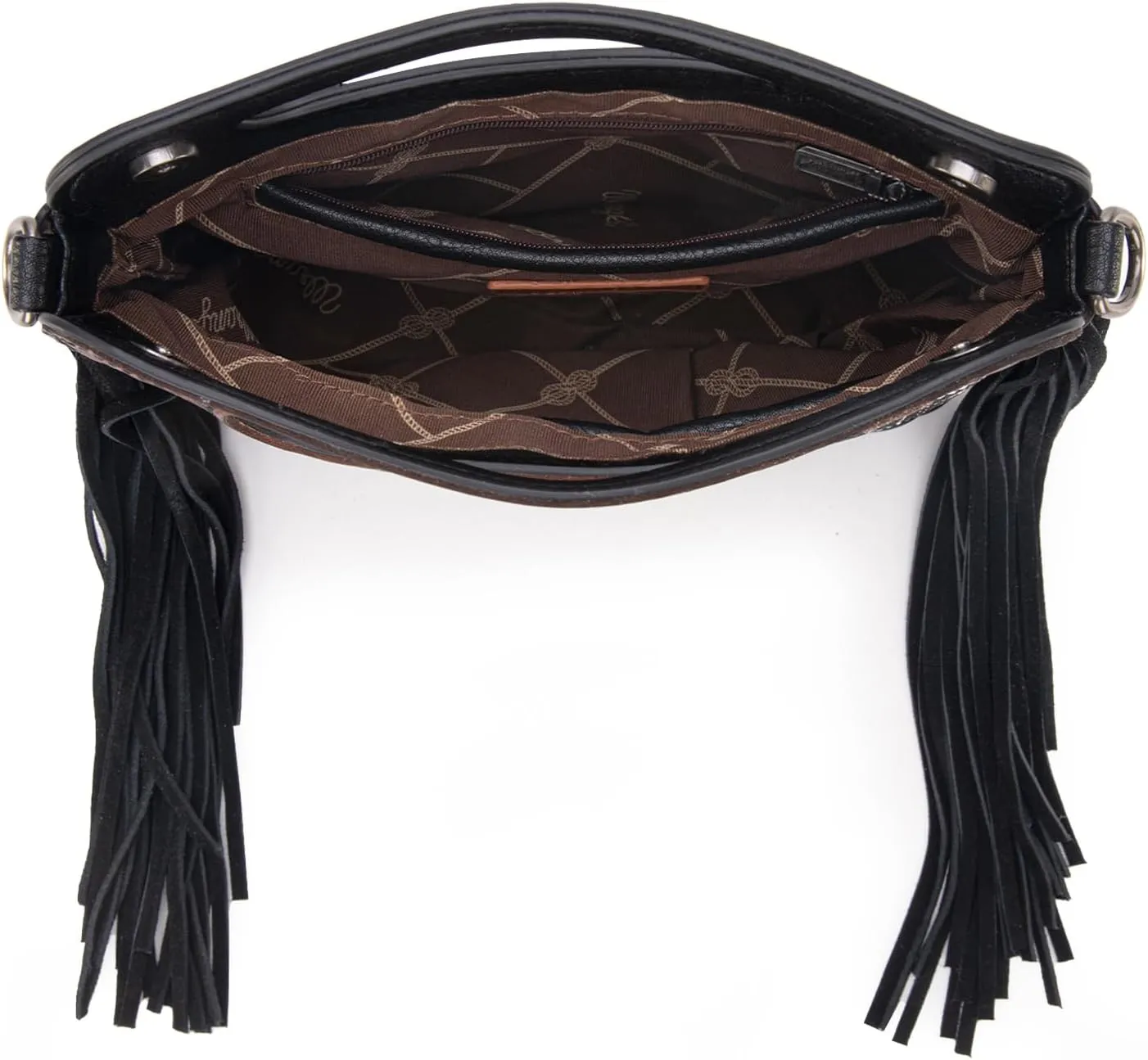 Wrangler Top Handle Handbags Western Fringe Crossbody Bag for Women Embroidered Boot Scroll Ladies Handbag