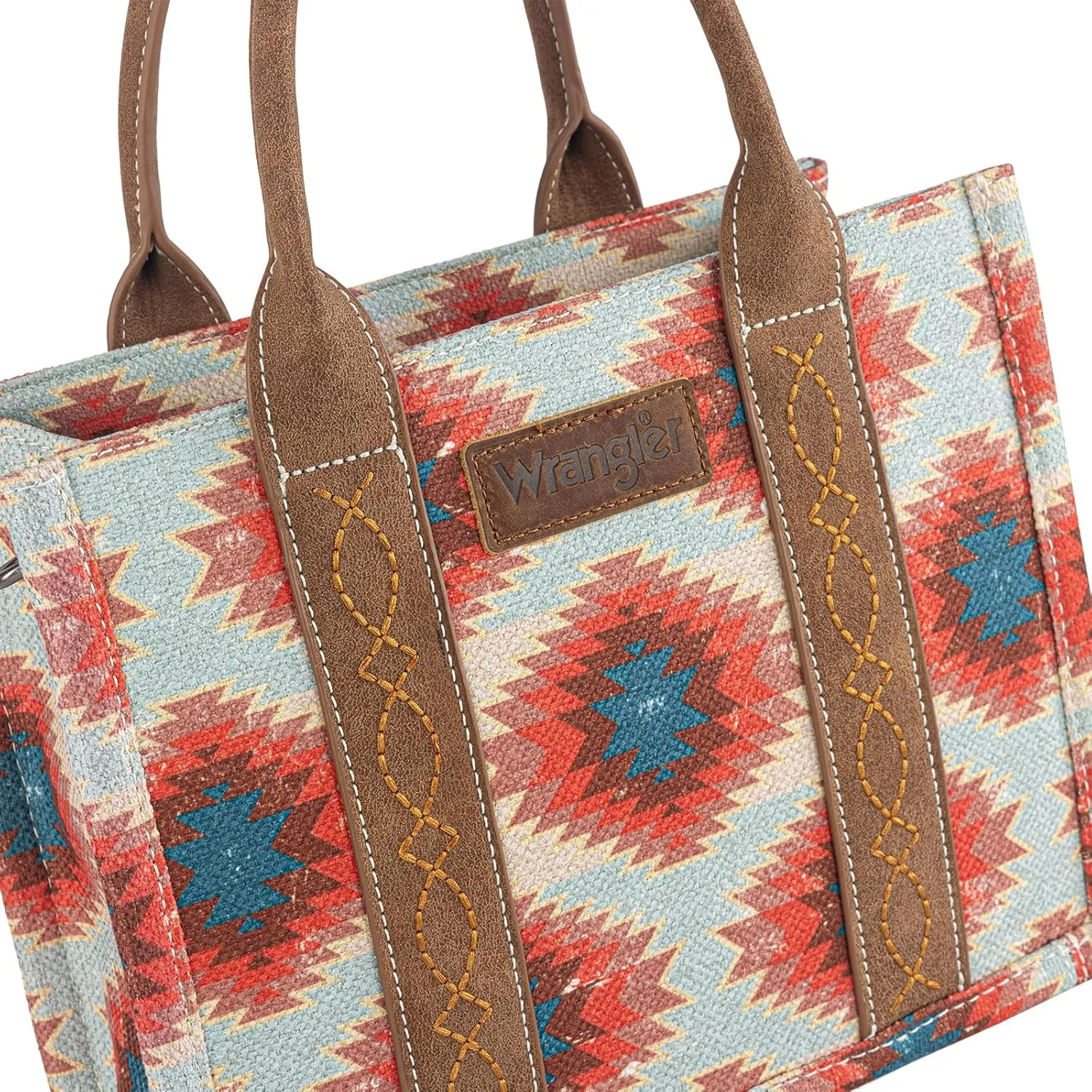 Wrangler Tote Bag for Women Aztec Shoulder Purses Western Handbags Boho Satchel Top-Handle with Distressed Look