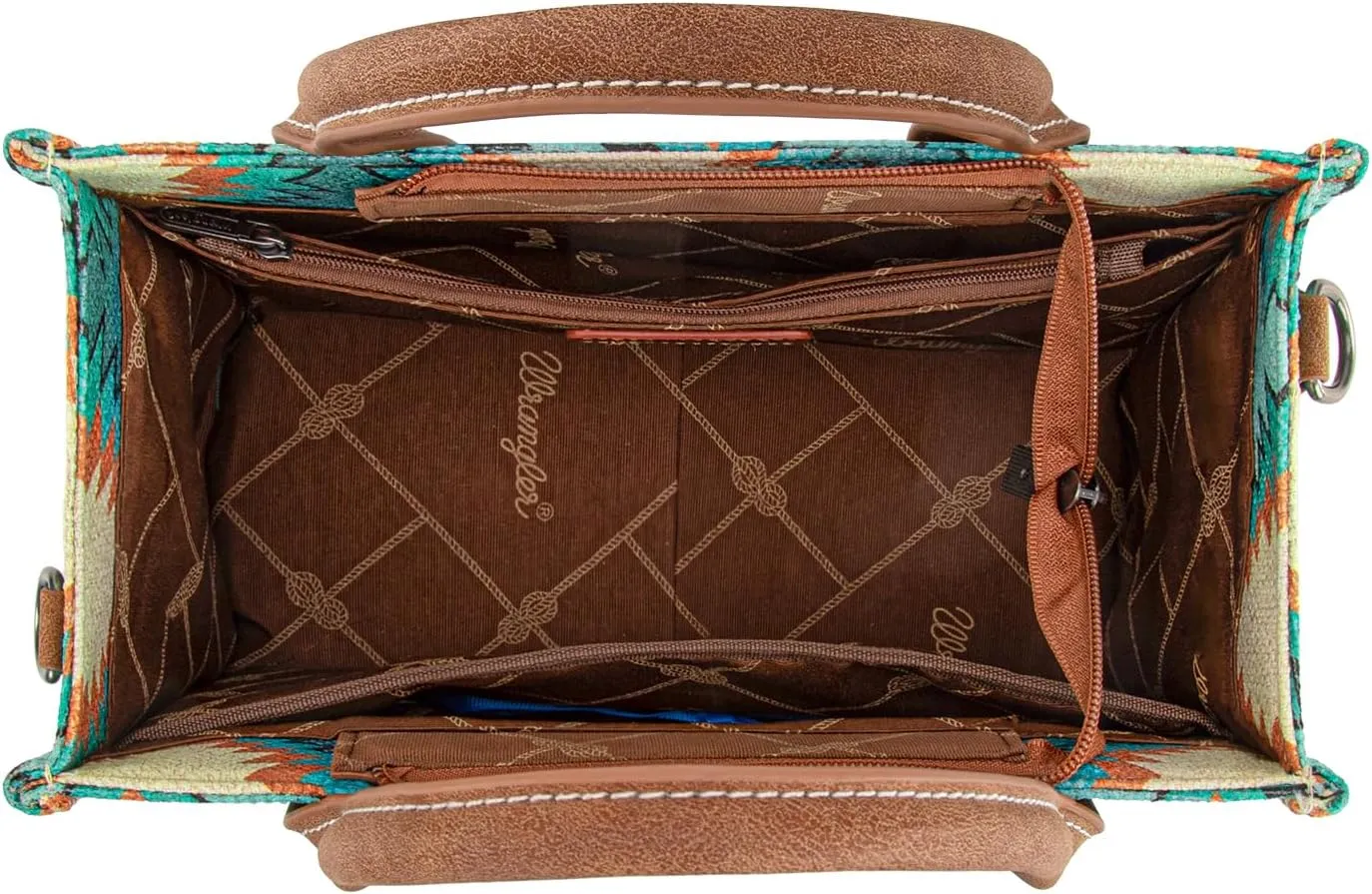 Wrangler Tote Bag for Women Aztec Shoulder Purses Western Handbags Boho Satchel Top-Handle with Distressed Look