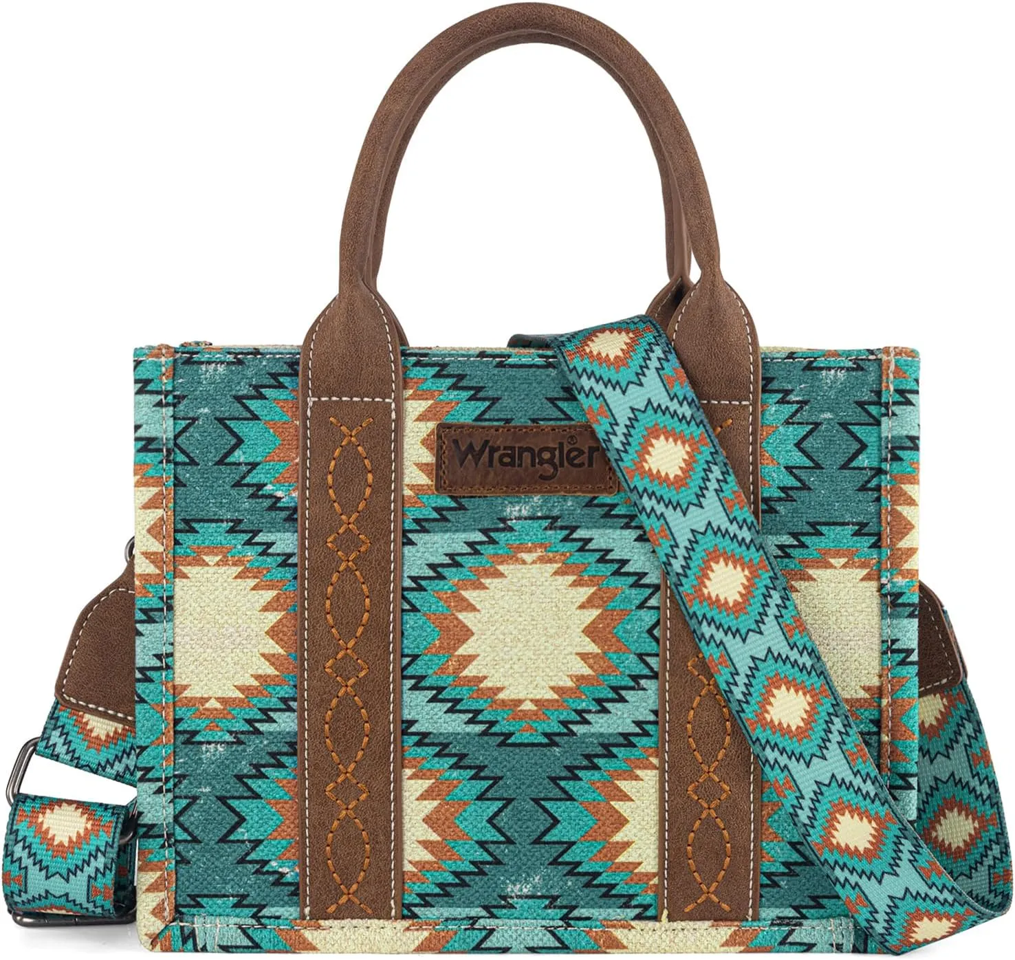 Wrangler Tote Bag for Women Aztec Shoulder Purses Western Handbags Boho Satchel Top-Handle with Distressed Look