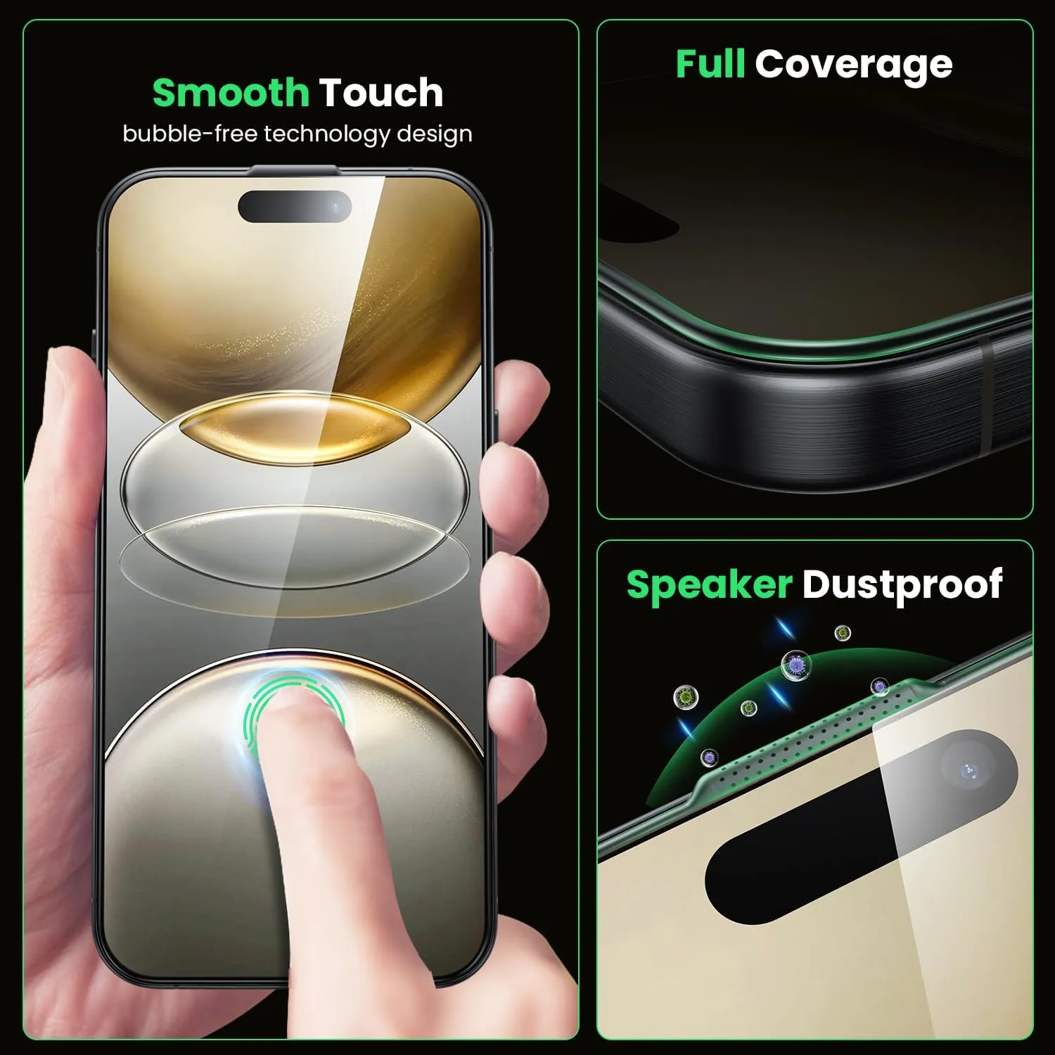 WSKEN 24° Privacy Screen Protector for iPhone 15 Pro Max (6.7 inch), [Zero Bubble][Auto Dust-Elimination] Anti Spy Tempered Glass [Anti-Reflective] Diamonds Hard HD Anti Peep Film - 2 Pack
