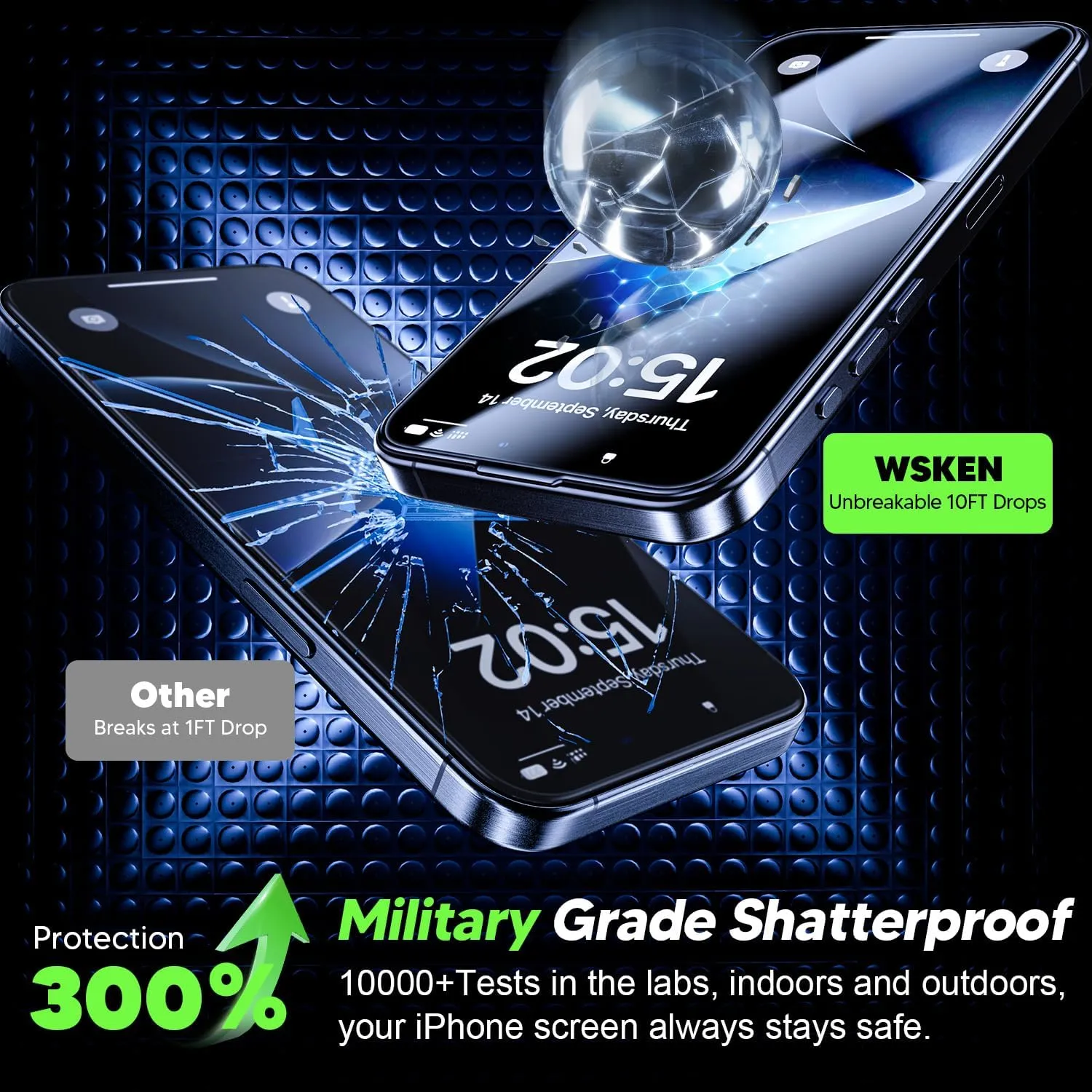 WSKEN 24° Privacy Screen Protector for iPhone 15 Pro Max (6.7 inch), [Zero Bubble][Auto Dust-Elimination] Anti Spy Tempered Glass [Anti-Reflective] Diamonds Hard HD Anti Peep Film - 2 Pack