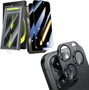WSKEN 2PCS Privacy Screen Protector   Metal Camera Lens Protector for iPhone 16 Pro Max