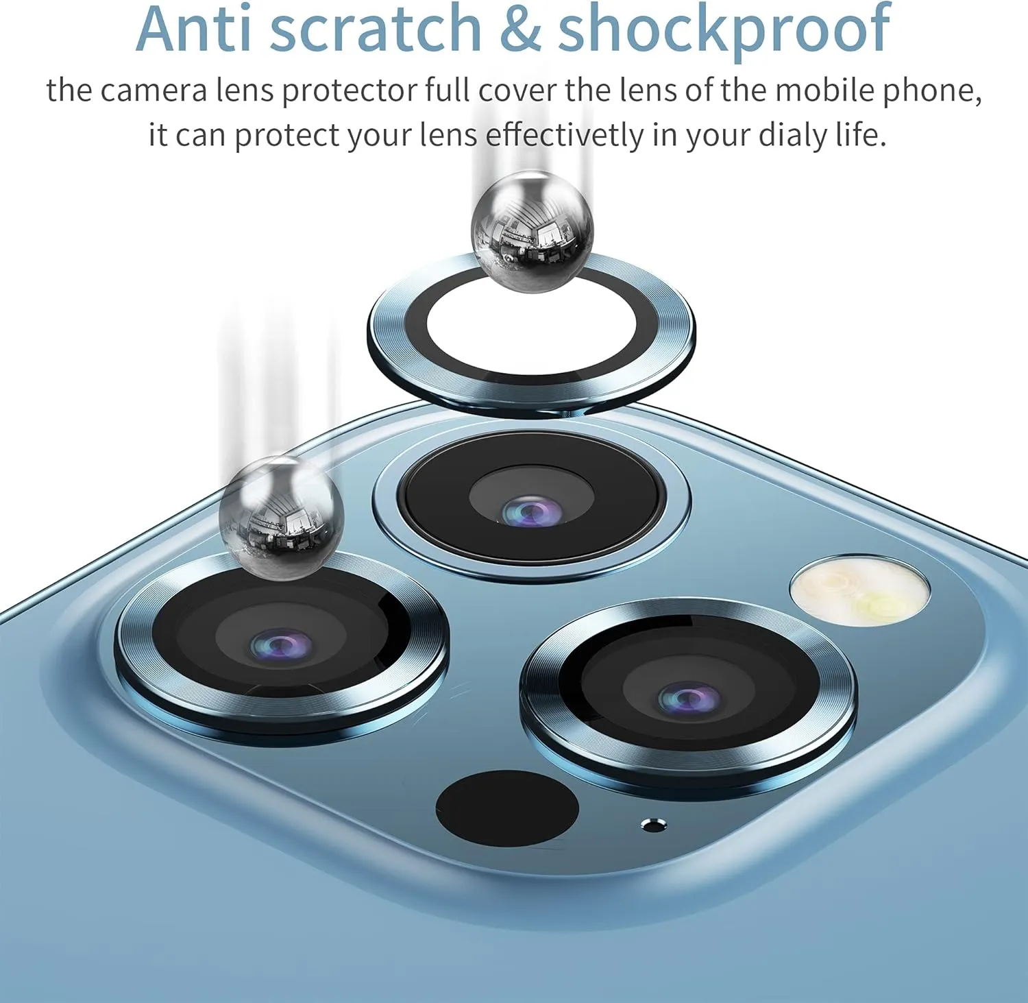 WSKEN [3 1 for iPhone 13 Pro Max (6.7 inch)/ iPhone 13 Pro (6.1 inch) Camera Lens Protector,Anti Scrach HD Tempered Metal Glass Camera Screen Protector Shockproof Cover Film,Sierra Blue 2 Pack