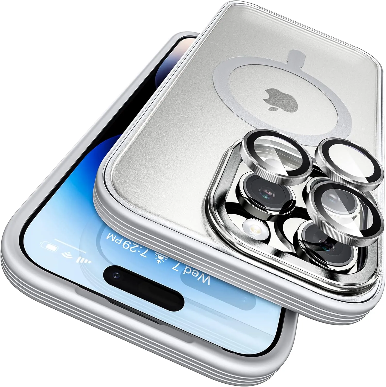 WSKEN Magnetic Case for iPhone 14 Pro Max,Compatible with Magsafe [3X Camera Lens Protector] Premium Translucent Military Grade Shockproof Hard Back Phone Cover for 14 Pro Max 6.7 Inch Accessories