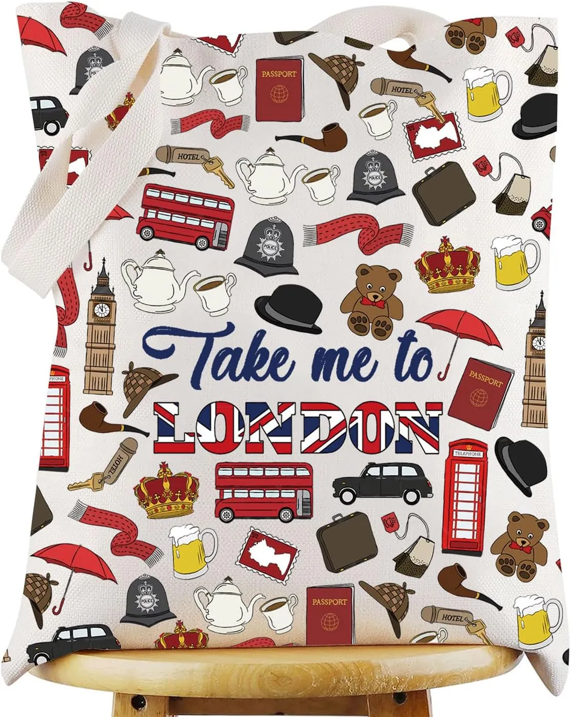 WZMPA England London Travel Makeup Bag London Travel Gift Take Me To London Zipper Pouch Bag British Theme Travel Merchandise (Take London TG)