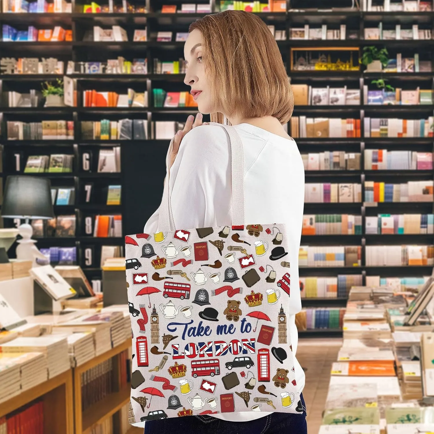 WZMPA England London Travel Makeup Bag London Travel Gift Take Me To London Zipper Pouch Bag British Theme Travel Merchandise (Take London TG)