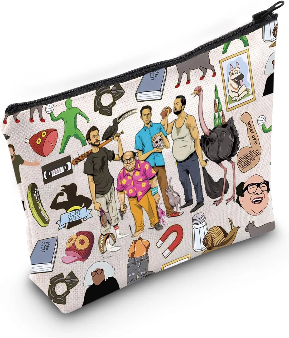 WZMPA IASIP Frank Cosmetic Bag Philadelphia Lover Gift Frank & Charlie & Dennis & Mac IASIP Zipper Bag IASIP Merch (fight milk)