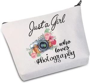 WZMPA Photographer Cosmetic Makeup Bag Photography Lover Gift Just a Girl Who Loves Photography Makeup Zipper Pouch Bag For Women Girls (Who Loves Photography)