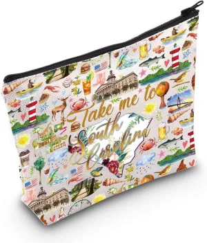 WZMPA South Carolina State Cosmetic Bag South Carolina Tour Gift Take Me To South Carolina Zipper Pouch Bag South Carolina Tourism Gift (Take South Carolina)