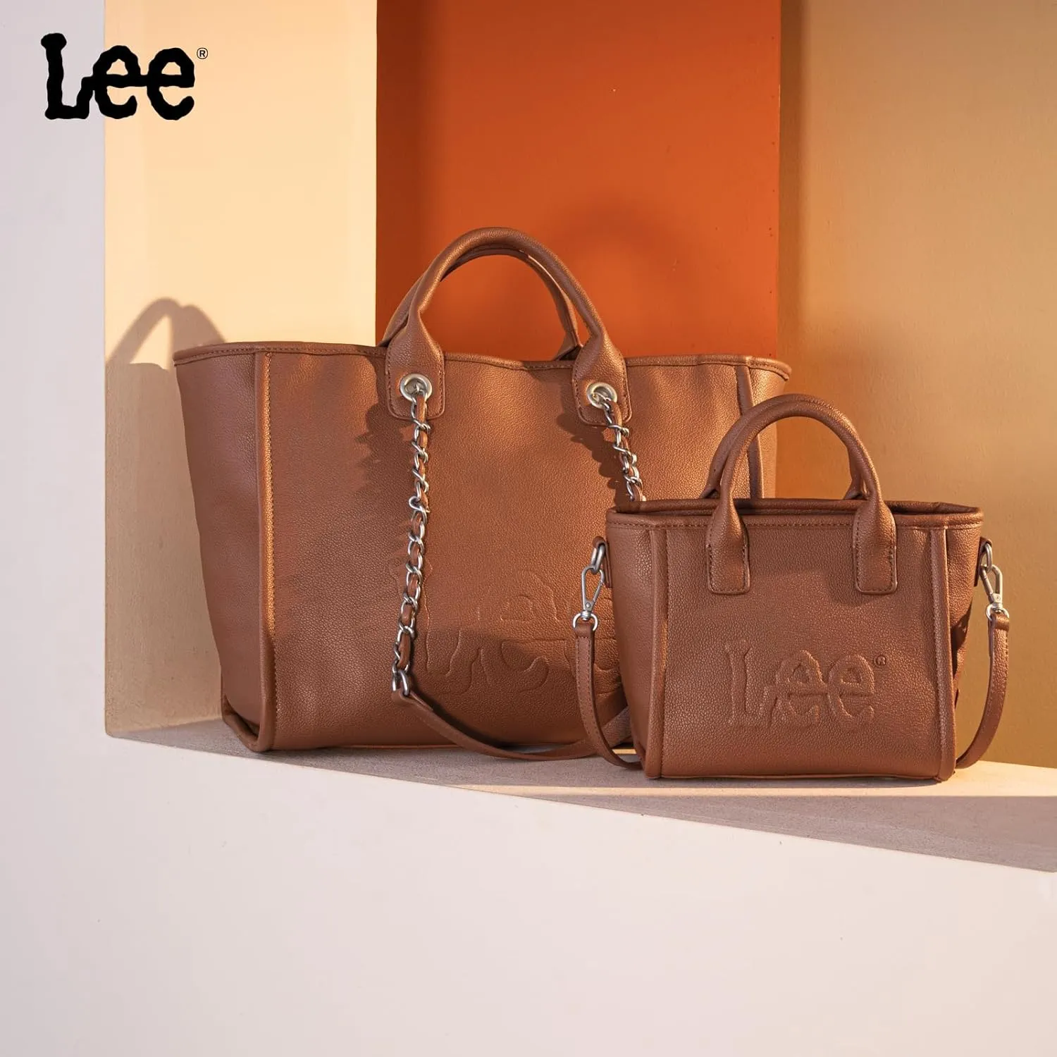 x Lee Large Shoulder Tote Bag for Women Vegan Leather Top-Handle Bag