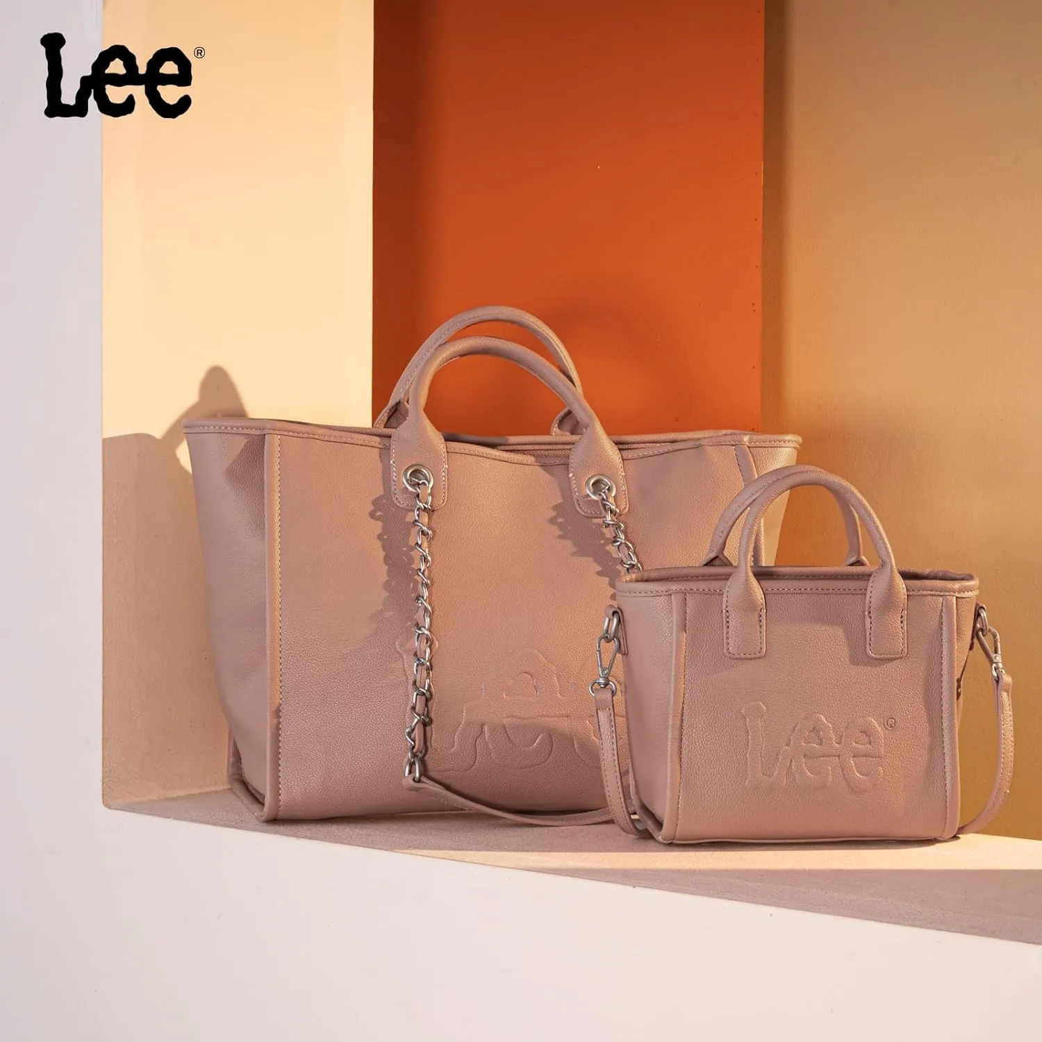 x Lee Large Shoulder Tote Bag for Women Vegan Leather Top-Handle Bag