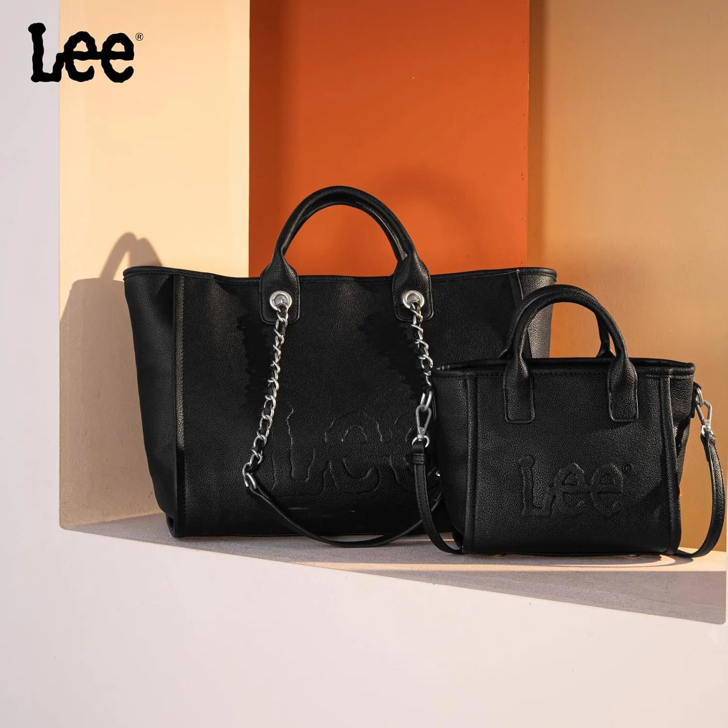 x Lee Large Shoulder Tote Bag for Women Vegan Leather Top-Handle Bag