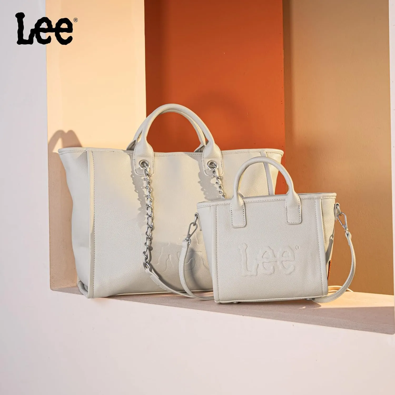 x Lee Large Shoulder Tote Bag for Women Vegan Leather Top-Handle Bag