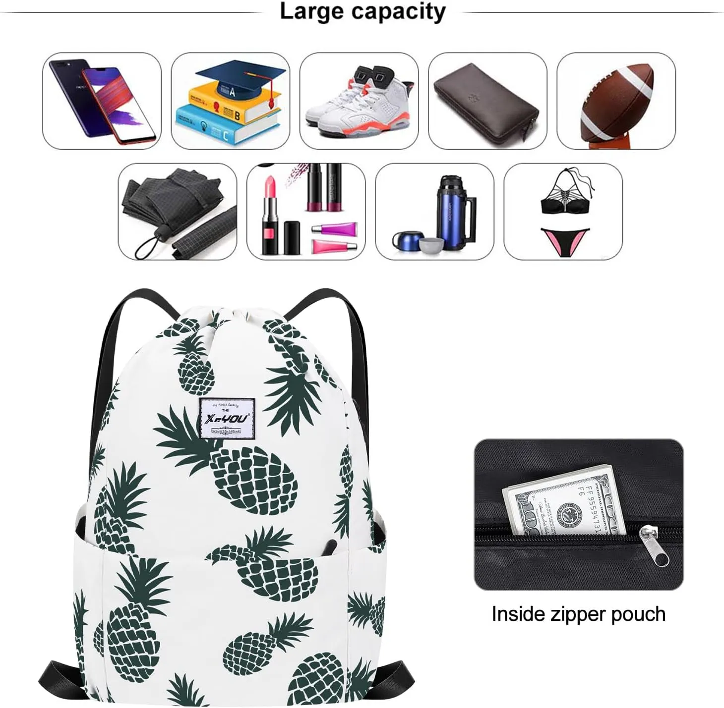 XEYOU Drawstring Sports Backpack Lightweight Gym Yoga Sackpack Shoulder Rucksack Casual Outdoor Daypack for Women and Men