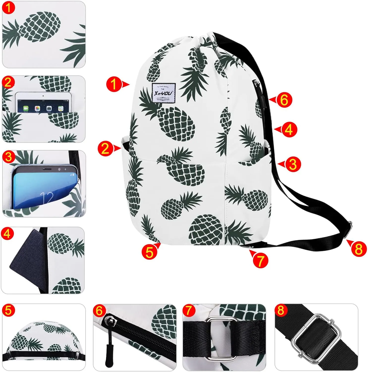 XEYOU Drawstring Sports Backpack Lightweight Gym Yoga Sackpack Shoulder Rucksack Casual Outdoor Daypack for Women and Men