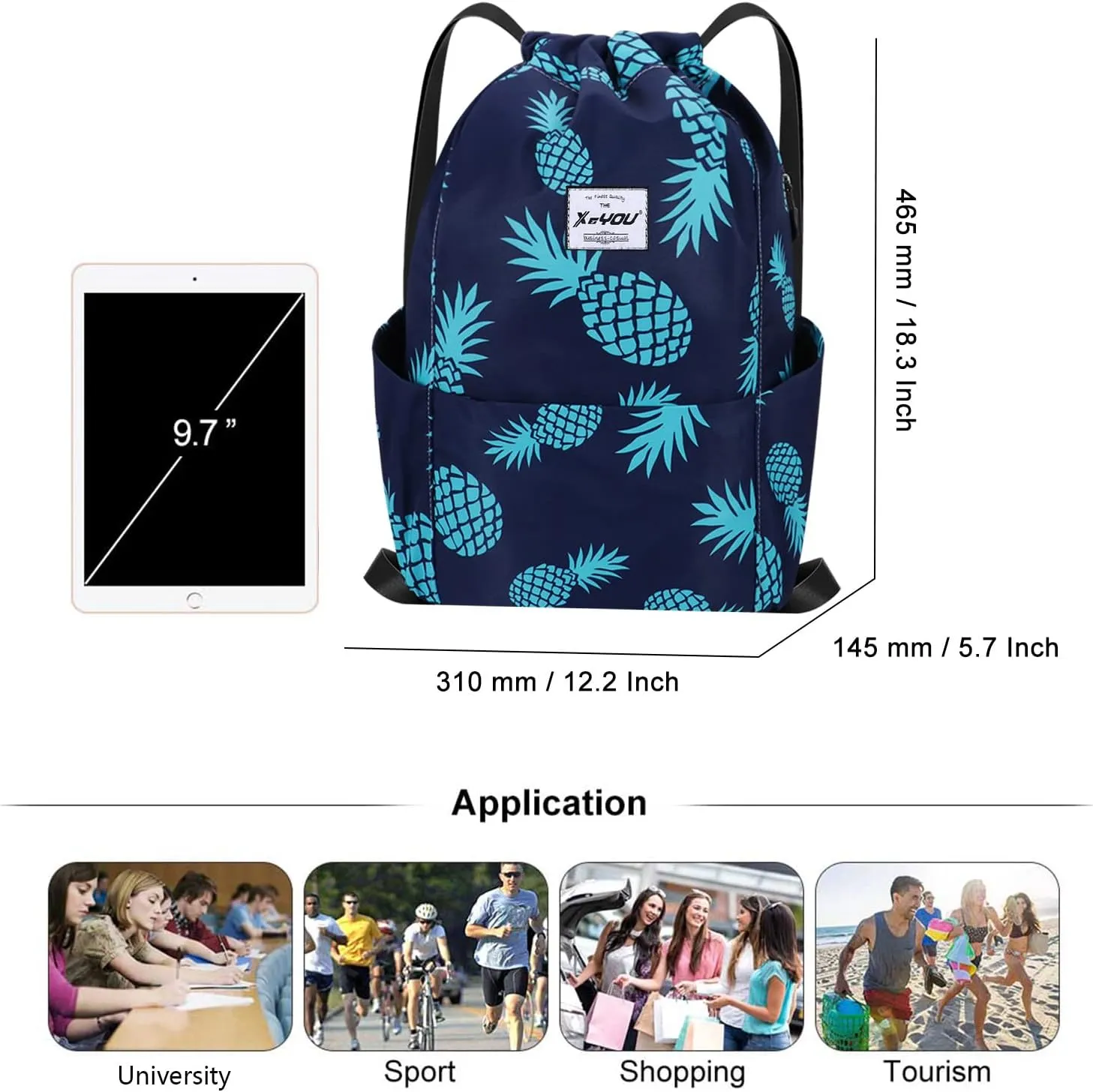XEYOU Drawstring Sports Backpack Lightweight Gym Yoga Sackpack Shoulder Rucksack Casual Outdoor Daypack for Women and Men