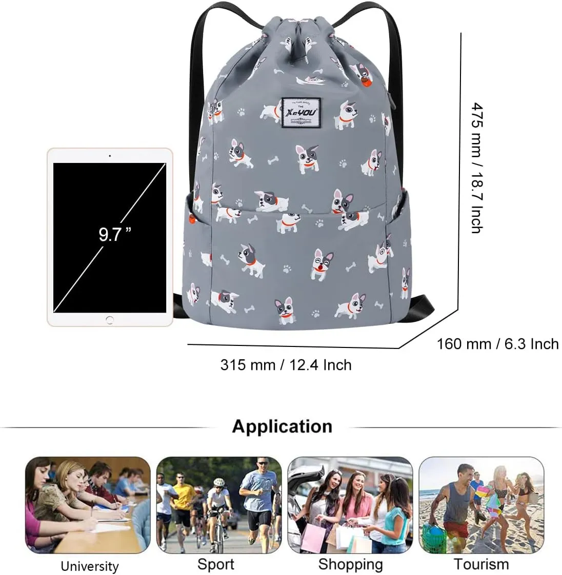 XEYOU Drawstring Sports Backpack Lightweight Gym Yoga Sackpack Shoulder Rucksack Casual Outdoor Daypack for Women and Men