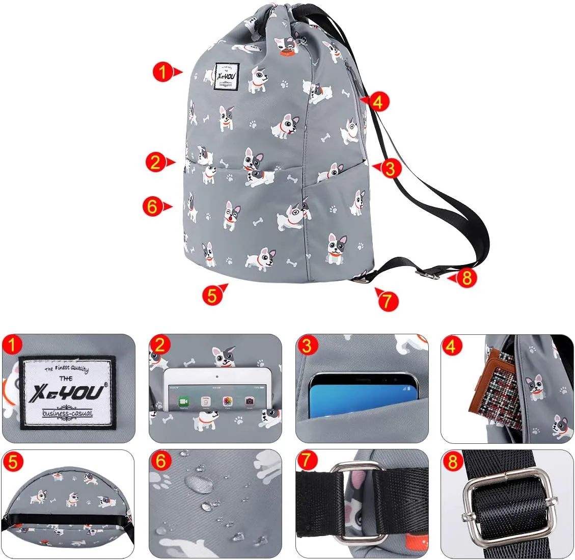 XEYOU Drawstring Sports Backpack Lightweight Gym Yoga Sackpack Shoulder Rucksack Casual Outdoor Daypack for Women and Men