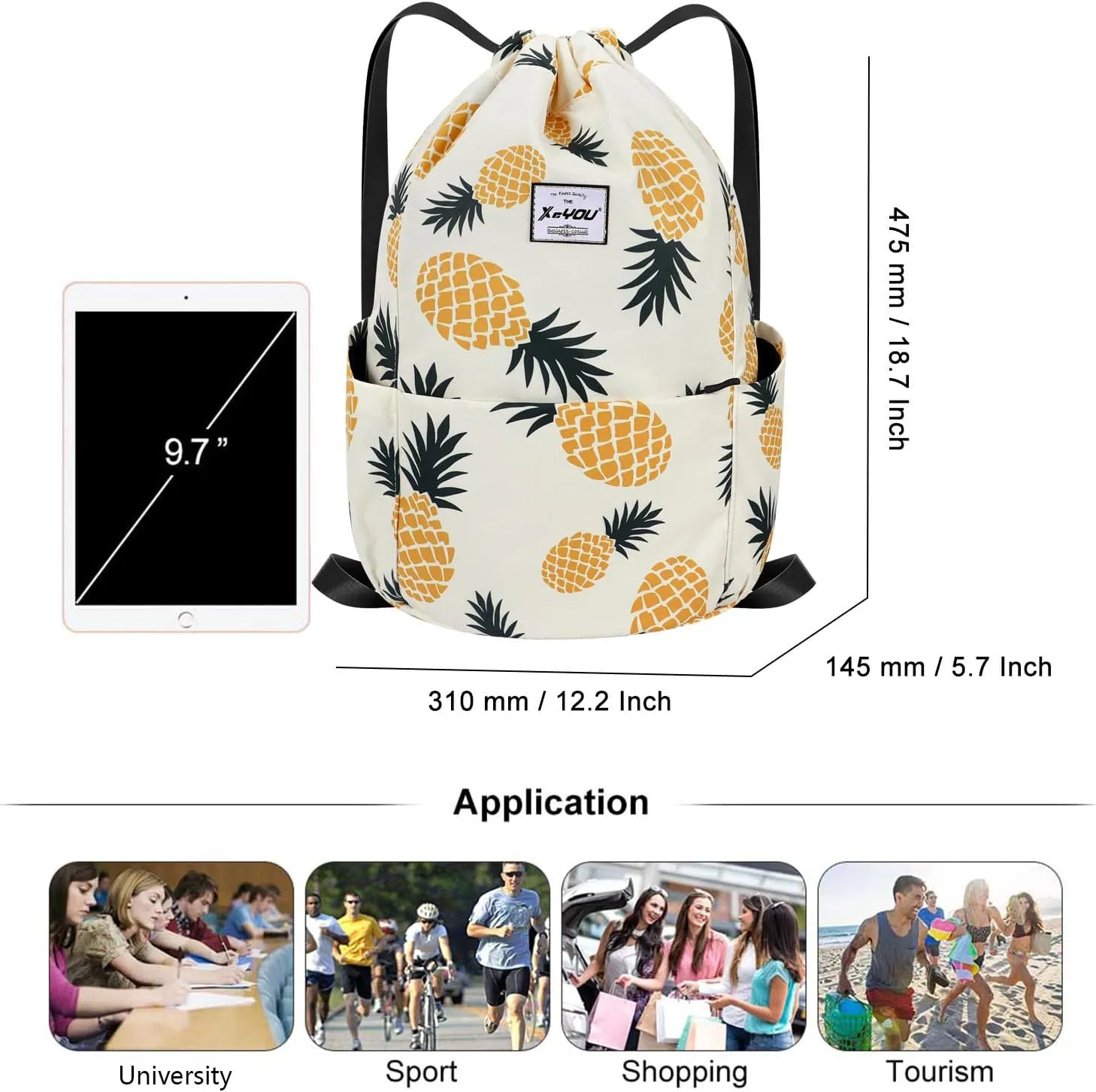 XEYOU Drawstring Sports Backpack Lightweight Gym Yoga Sackpack Shoulder Rucksack Casual Outdoor Daypack for Women and Men
