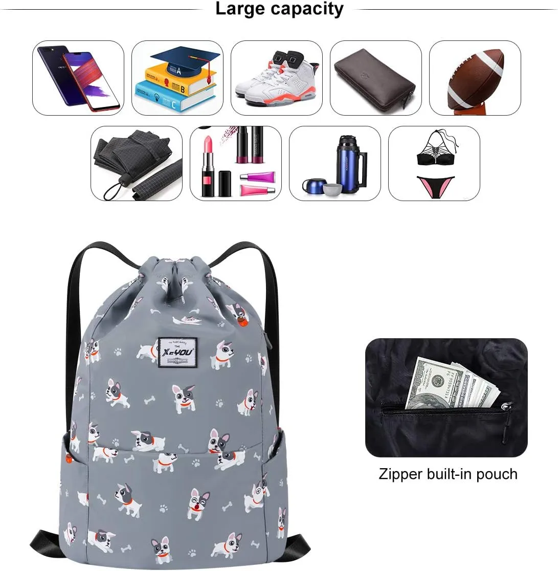 XEYOU Drawstring Sports Backpack Lightweight Gym Yoga Sackpack Shoulder Rucksack Casual Outdoor Daypack for Women and Men