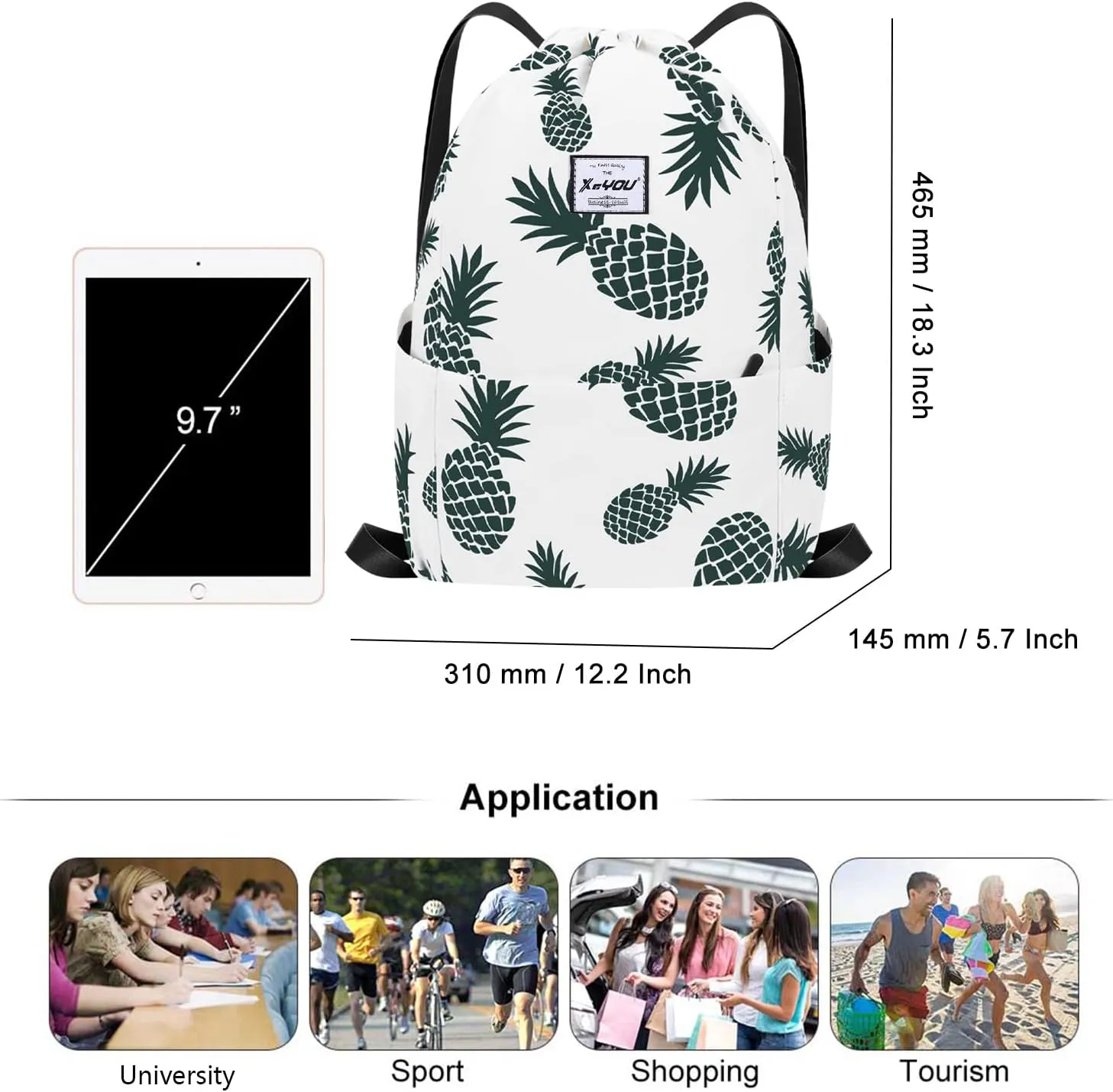 XEYOU Drawstring Sports Backpack Lightweight Gym Yoga Sackpack Shoulder Rucksack Casual Outdoor Daypack for Women and Men