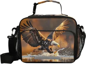 xigua Predatory Hawk Pattern Insulated Lunch Bag, Reusable Lunch Box Leakproof Tote Bag Cooler Bag with Adjustable Shoulder Strap, Lunch Container for Work, Picnic