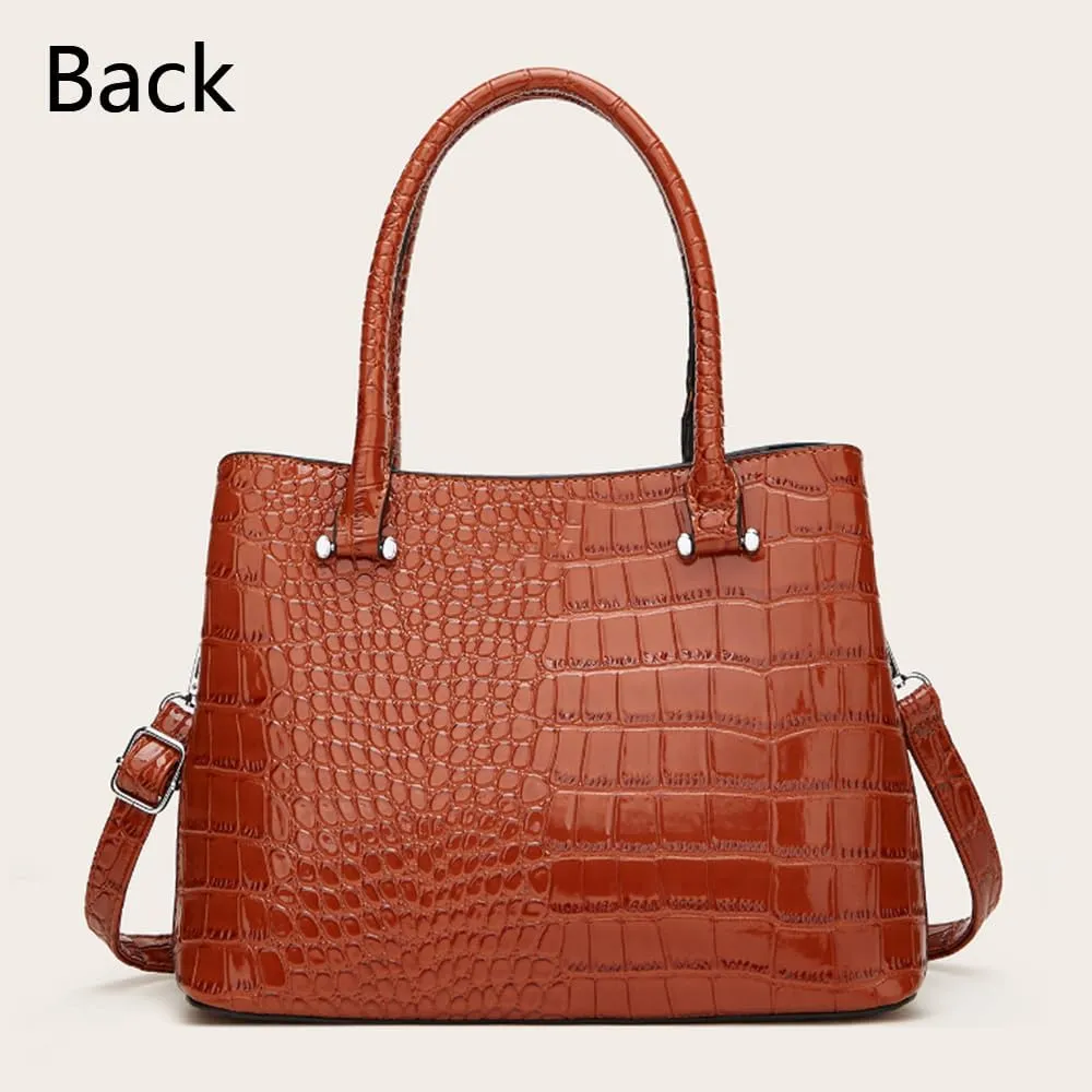XXGJOALD-Women Crocodile Pattern Handbag and Purse Top Handle Shoulder Bag PU Leather Tote Satchel Green
