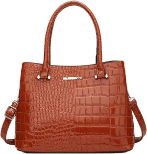 XXGJOALD-Women Crocodile Pattern Handbag and Purse Top Handle Shoulder Bag PU Leather Tote Satchel Green