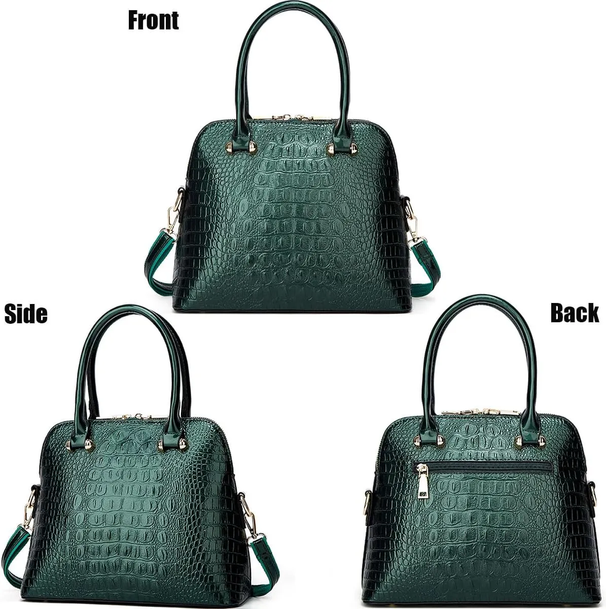 XXGJOALD-Women Crocodile Pattern Handbag Patent Leather Purse Shell Shoulder Bag Top-Handle Satchel Tote Wallet Work Party