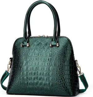 XXGJOALD-Women Crocodile Pattern Handbag Patent Leather Purse Shell Shoulder Bag Top-Handle Satchel Tote Wallet Work Party