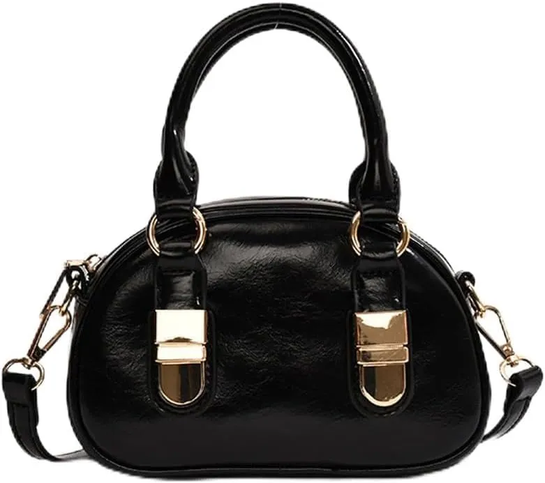 Y2k Small Leather Purse Trendy Crossbody Bag Top Handle Bag Fashion Retro Boston Shoulder Satchel Bag for Women