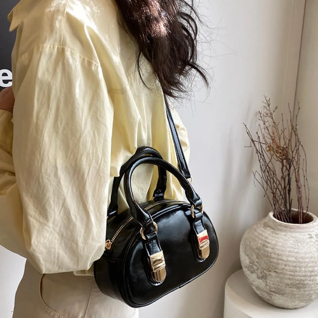 Y2k Small Leather Purse Trendy Crossbody Bag Top Handle Bag Fashion Retro Boston Shoulder Satchel Bag for Women