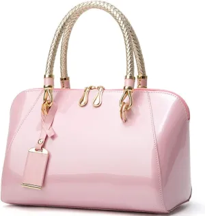 YAQUNICER Top-handle Handbags Purse Satchel for Women Patent PU Shoulder Crossbody Bag Medium Tote